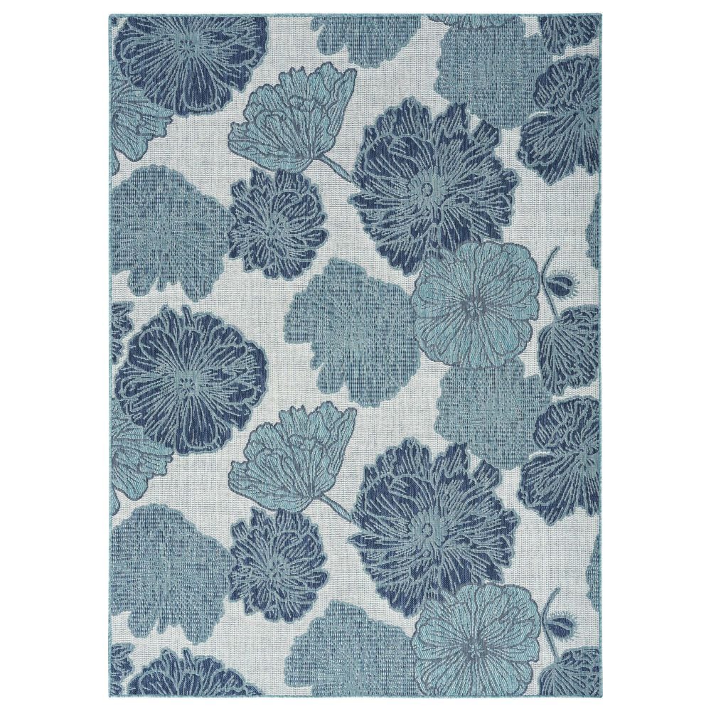 Nourison Garden Oasis Floral Blue 4&#39; x 6&#39; Indoor/Outdoor Area Rug, , large