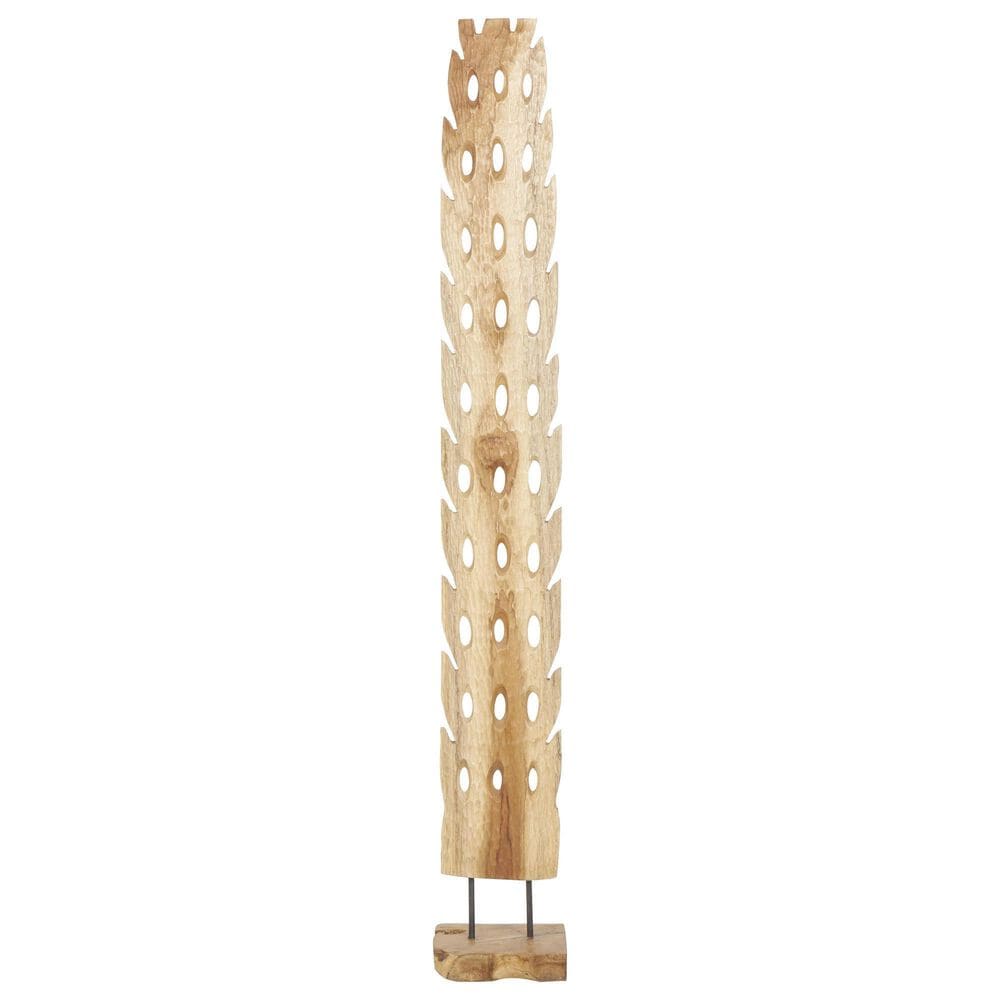 Maple and Jade 49&quot; Handmade Tall Floor Cutout Post Decorative Sculpture in Light Brown and Black, , large