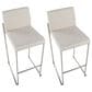 Lumisource Fuji High Back Barstool with Beige Fabric in Stainless Steel (Set of 2), , large