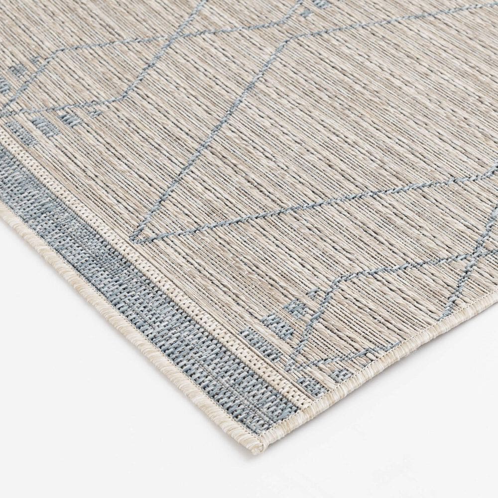 Central Oriental Boothbay Kylian Vanilla and Tidepool 5&#39;3&quot; x 7&#39;3&quot; Area Rug, , large