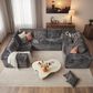 HOMLUX Modular Sectional Cloud Couch, Plush Corduroy U Shaped Sofa with Chaise, Big Comfy Couches Set in Grey, , large