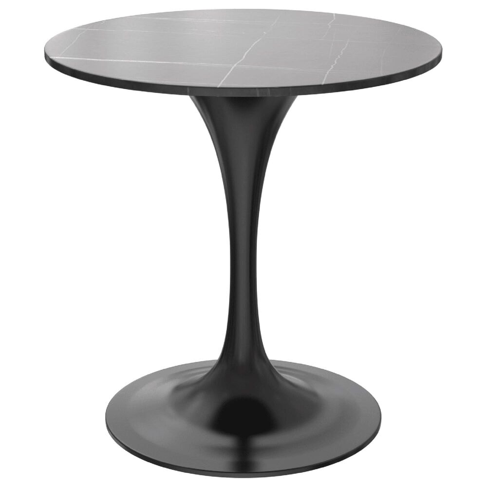 Leisuremod Verve 27" Round Dining Table with Sintered Stone Top in Black - Table Only, , large