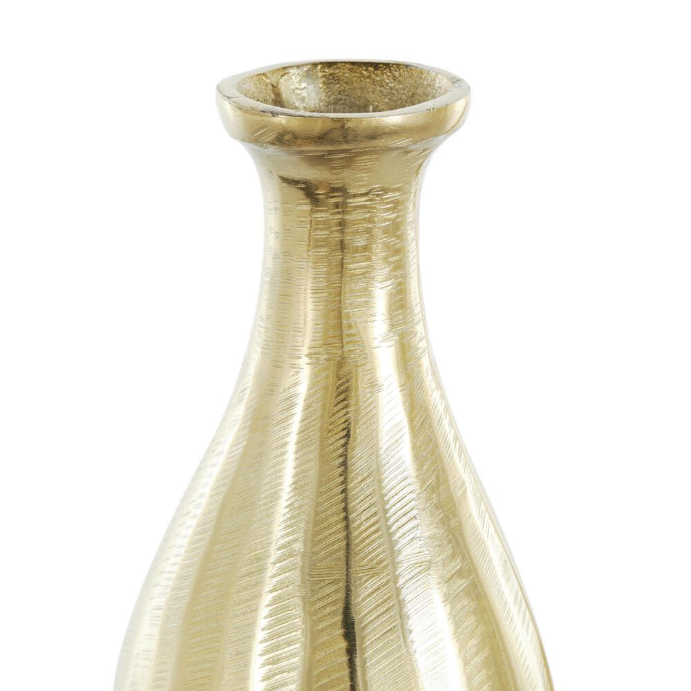 Maple and Jade 2-Piece Decorative Vase Set with Wavy Accents and Textured Ridges in Shiny Gold, , large