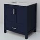 Lexora Home Jacques 30" Single Bathroom Vanity in Navy Blue with 2 cm White Carrara Marble Top and Rectangular Sink, , large