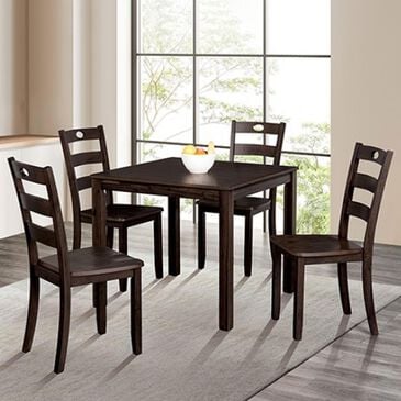 Furniture of America Lubbock 5-Piece Square Dining Set in Expresso, , large
