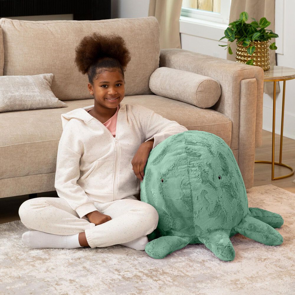 Jaxx Huggy The Octopus Sea Buddy Large Kids Stuffed Animal Bean Bag in Spearmint Green, , large