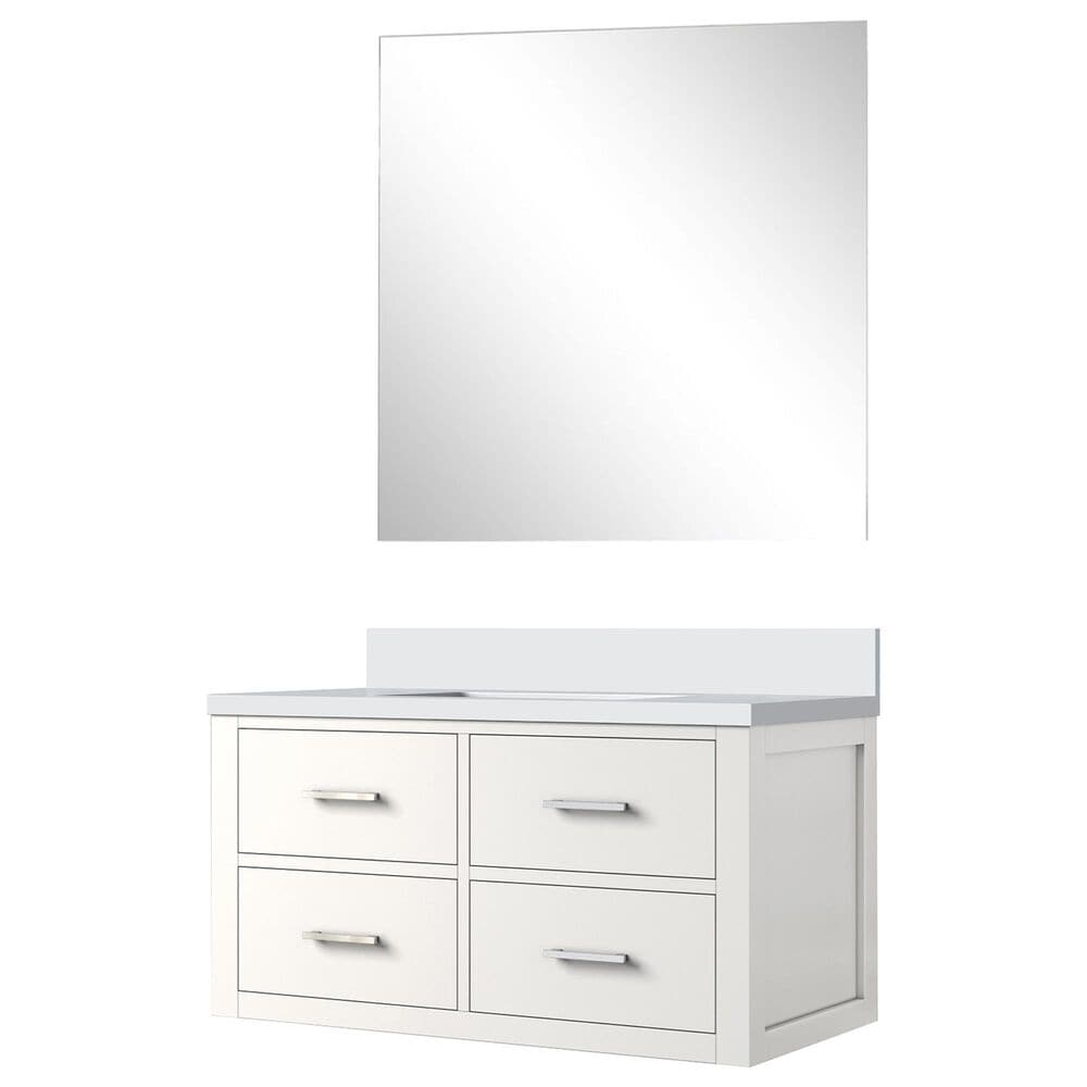 Lexora Home Castor 36" Single Bathroom Vanity in White with 2 cm White Quartz Top, Rectangular Sink and 34" Mirror, , large