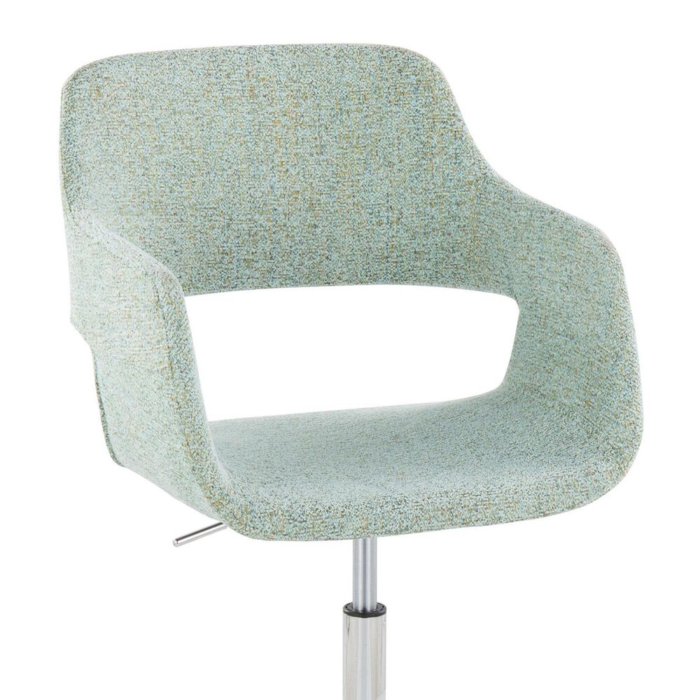 LumiSource Margarite Swivel Task Chair with Light Green Fabric Cushion in Chrome, , large