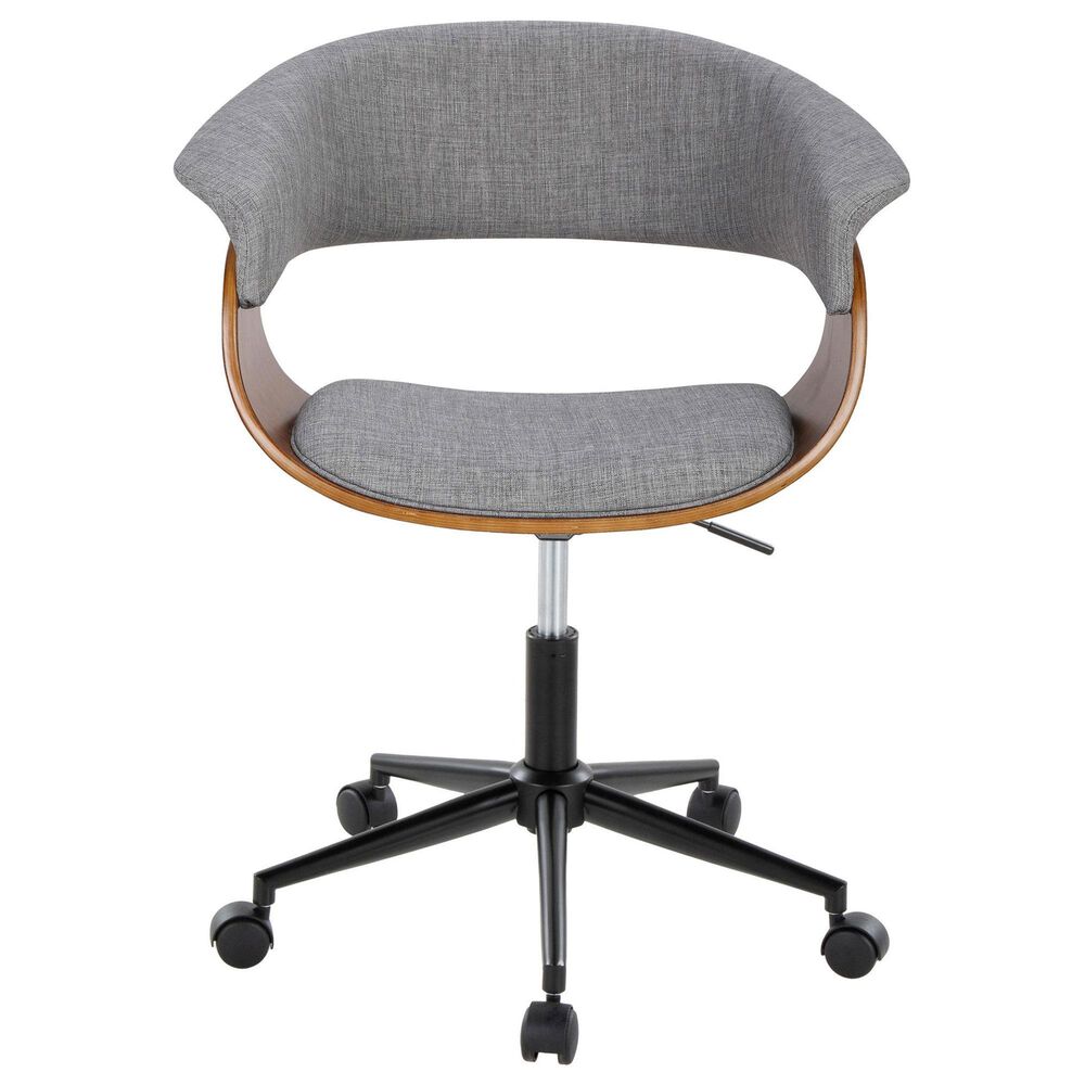 Lumisource Vintage Mod Office Chair with Light Grey Cushion in Walnut and Black, , large