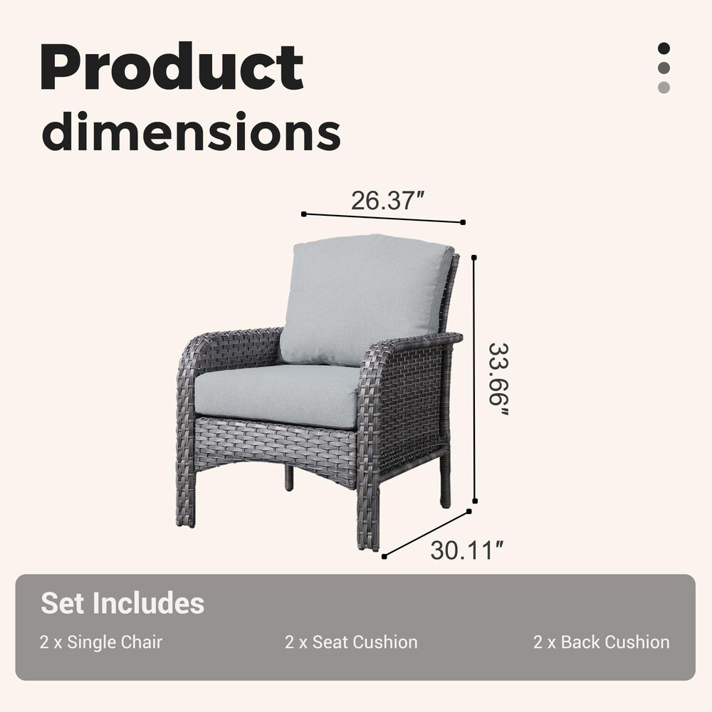 HOMLUX 27" Patio Single Chair in Dark Grey (Set of 2), , large
