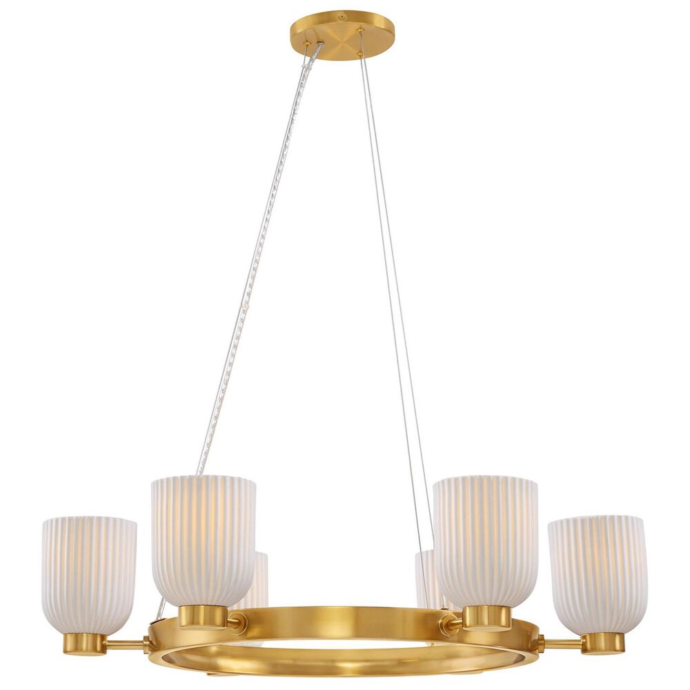 Savoy House Isla Blanca 6 Light Chandelier in Warm Brass, , large