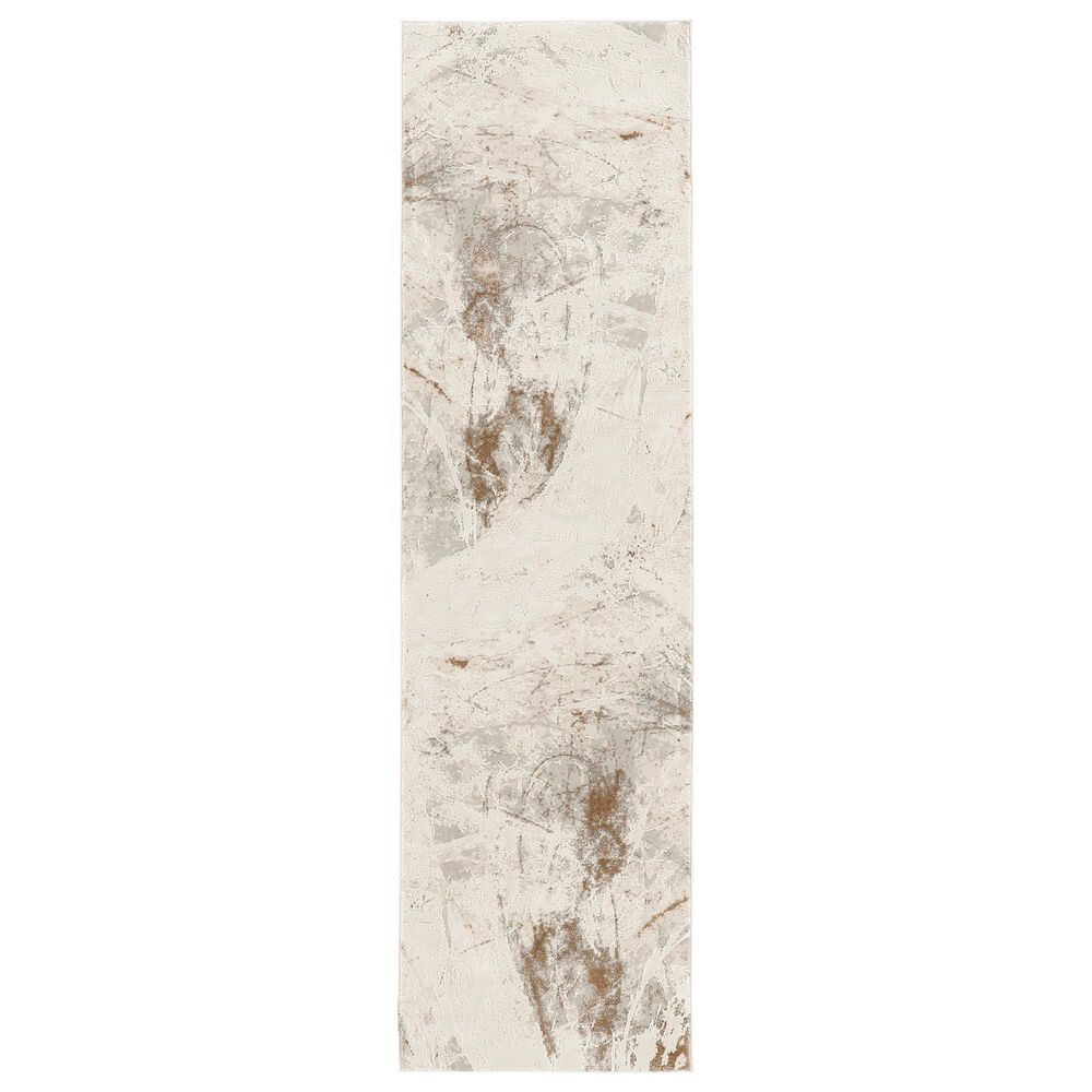 Nourison Desire Cream and Grey 2"3" x 7"6" Runner, , large