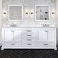 Lexora Home Dukes 80" Double Bathroom Vanity in White with 2 cm White Cultured Marble Top and Rectangular Sinks, , large