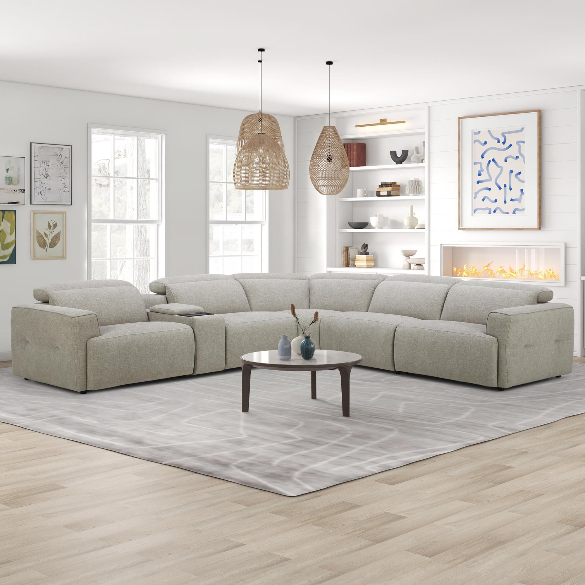 Interlochen 6-Piece Power Reclining Sectional in Brent Sand