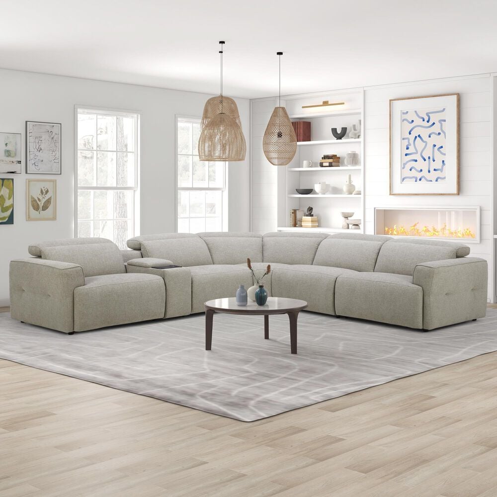 Interlochen 6-Piece Power Reclining Sectional in Brent Sand, , large