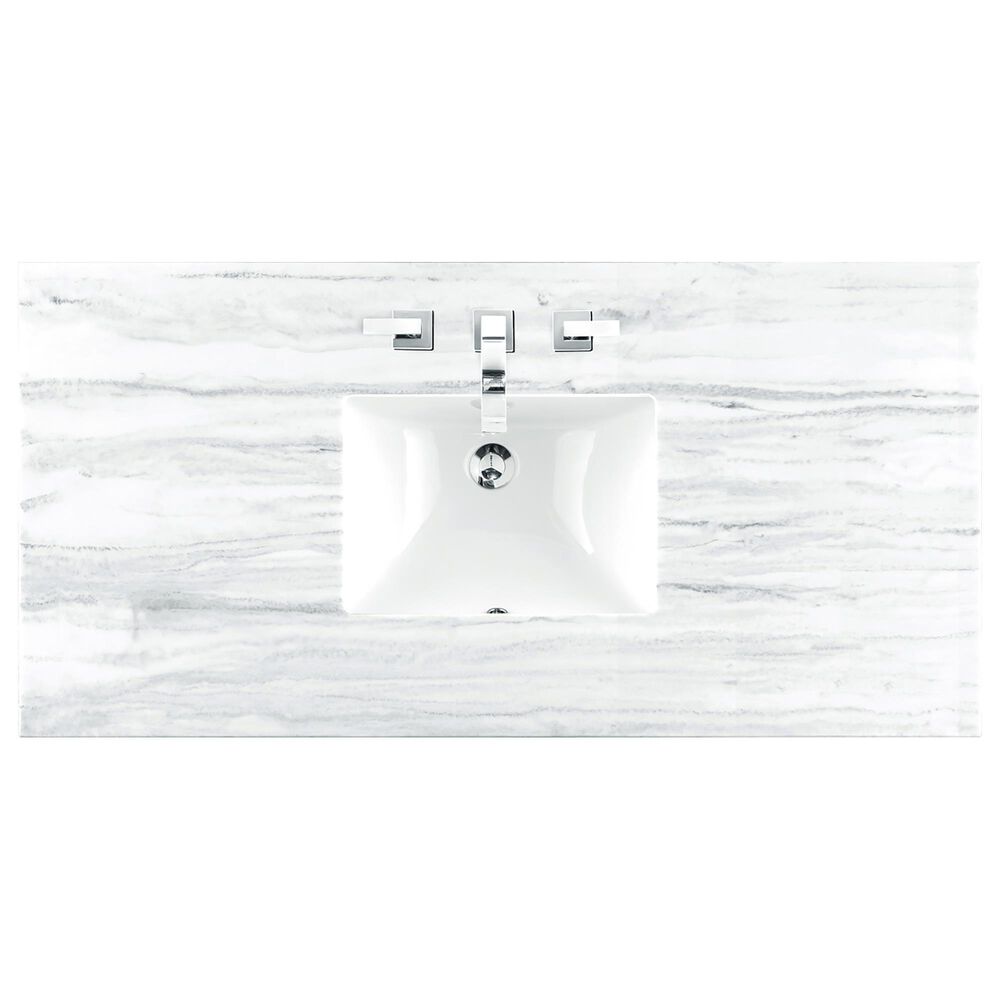James Martin Vanities Laurent 48&quot; Single Bathroom Vanity in Light Natural Oak with 3 cm Arctic Fall Solid Surface Top and Rectangular Sink, , large