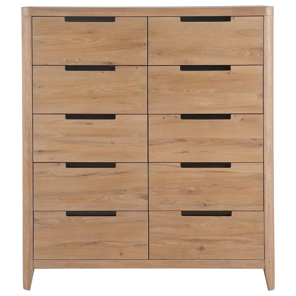 Universal Furniture Modern Walker 4 Piece King Panel Bedroom Set in Natural Oak with AC Outlets and USB Ports, , large