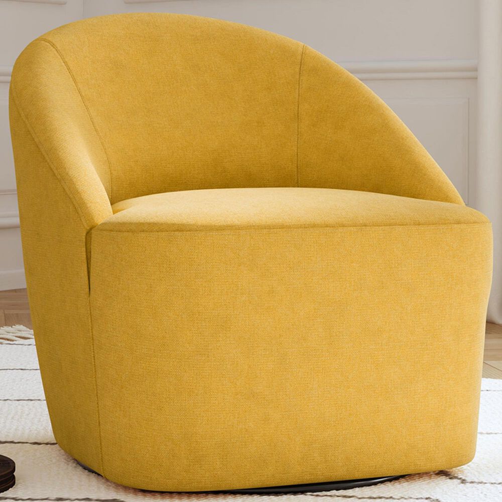 Coaster Leon Swivel Chair in Mustard Yellow, , large