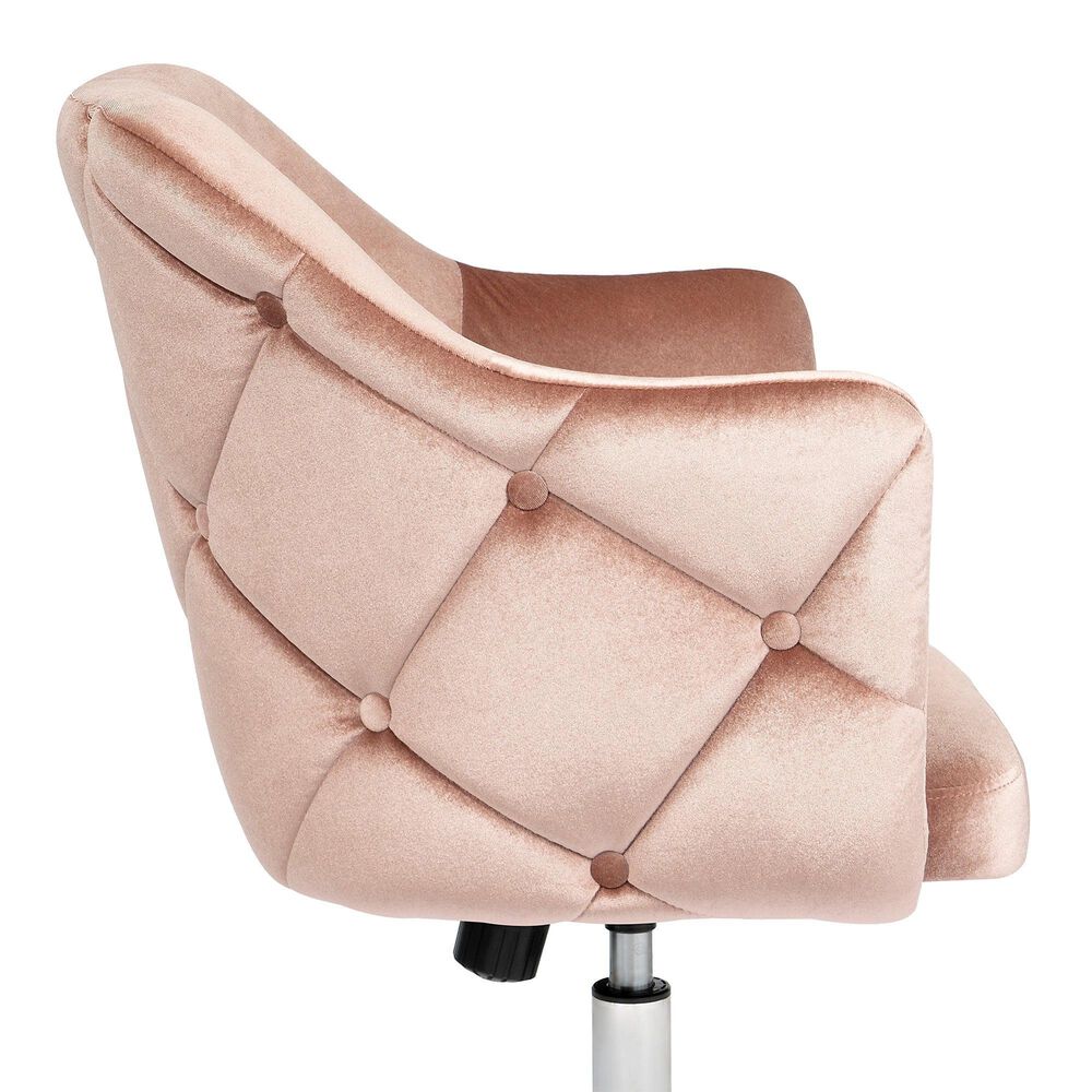 Impressions Vanity Pearl Tufted Vanity Chair with Pink Cushion in Silver, , large