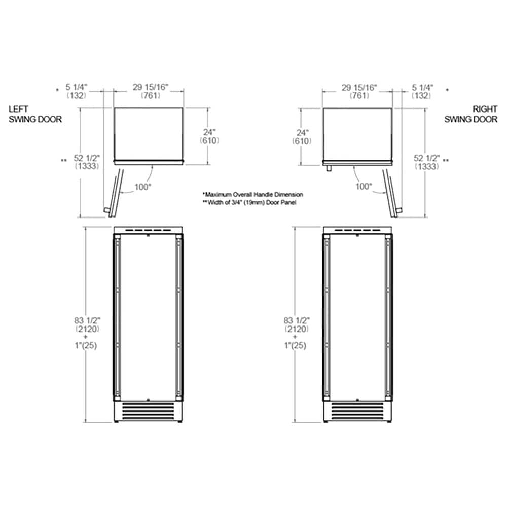 Bertazzoni Professional Series 16.84 Cu. Ft. Built-in Freezer Column with Left Hinge in Panel Ready, , large