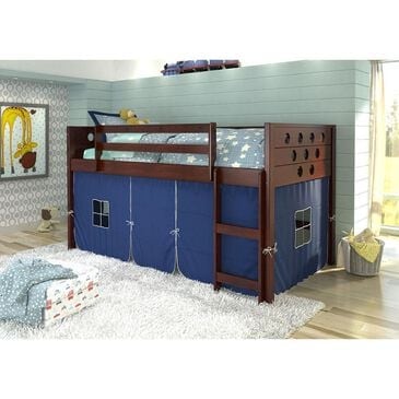 Forest Grove Circles Twin Loft Bed with Blue Tent in Dark Cappucino, , large