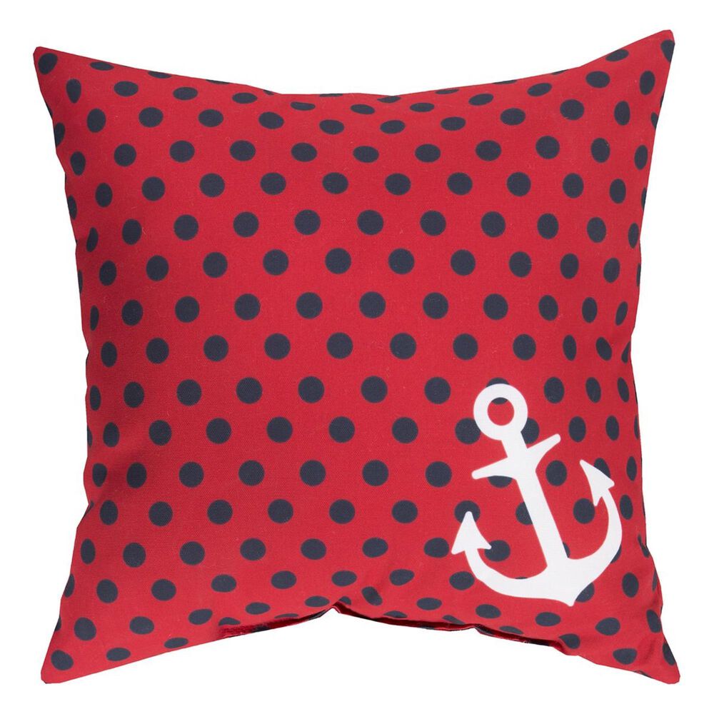 Surya Rain 20" x 20" Polka Dots Pillow in Poppy, Navy and Ivory, , large