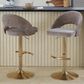 LumiSource Renee Adjustable Swivel Bar Stool with Brown Fabric Upholstery in Gold (Set of 2), , large