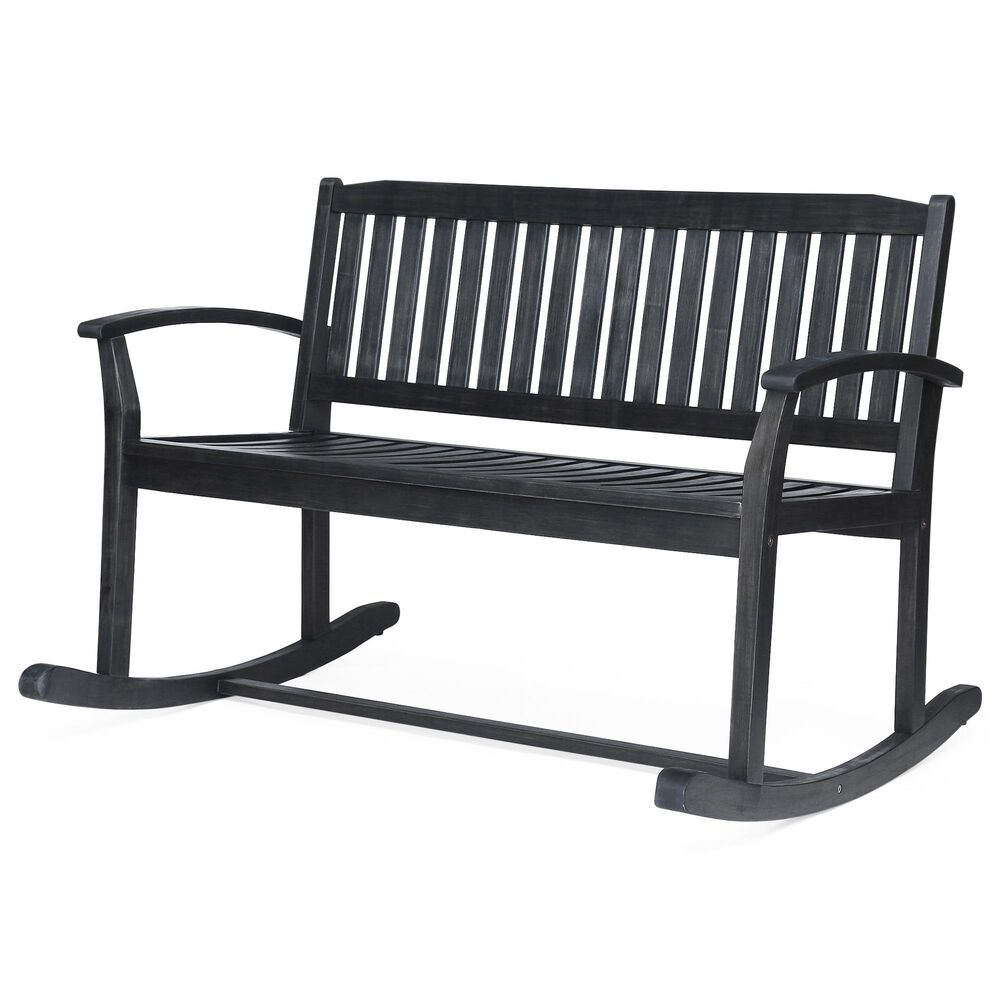 Noble House Amina Rocking Loveseat in Dark Grey, , large