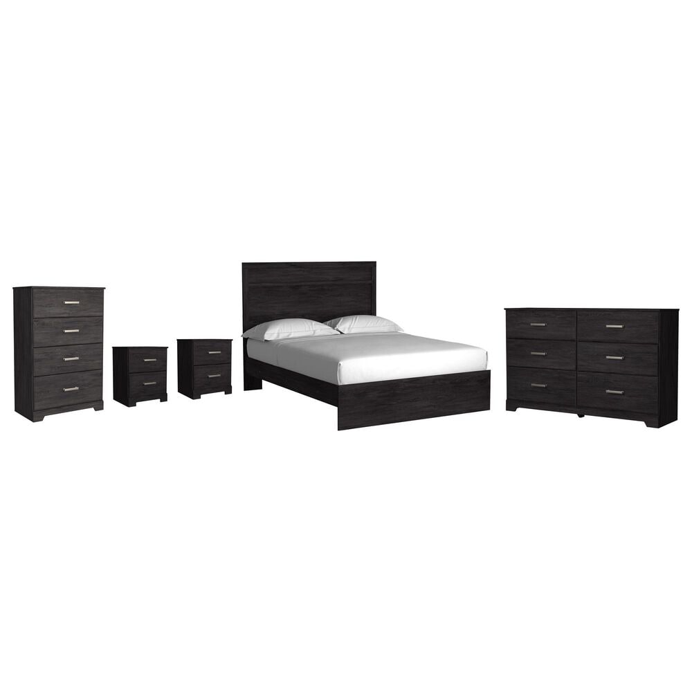 Ashley Belachime Queen Panel Bed with Dresser Chest and 2 Nightstands in Dark Charcoal, , large