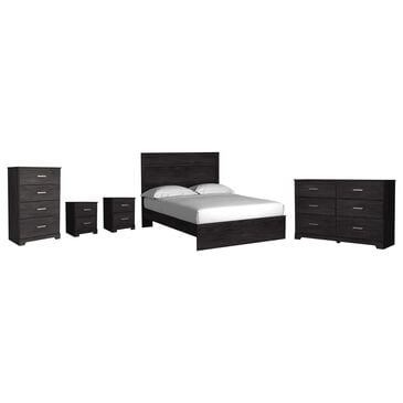 Ashley Belachime Queen Panel Bed with Dresser Chest and 2 Nightstands in Dark Charcoal, , large