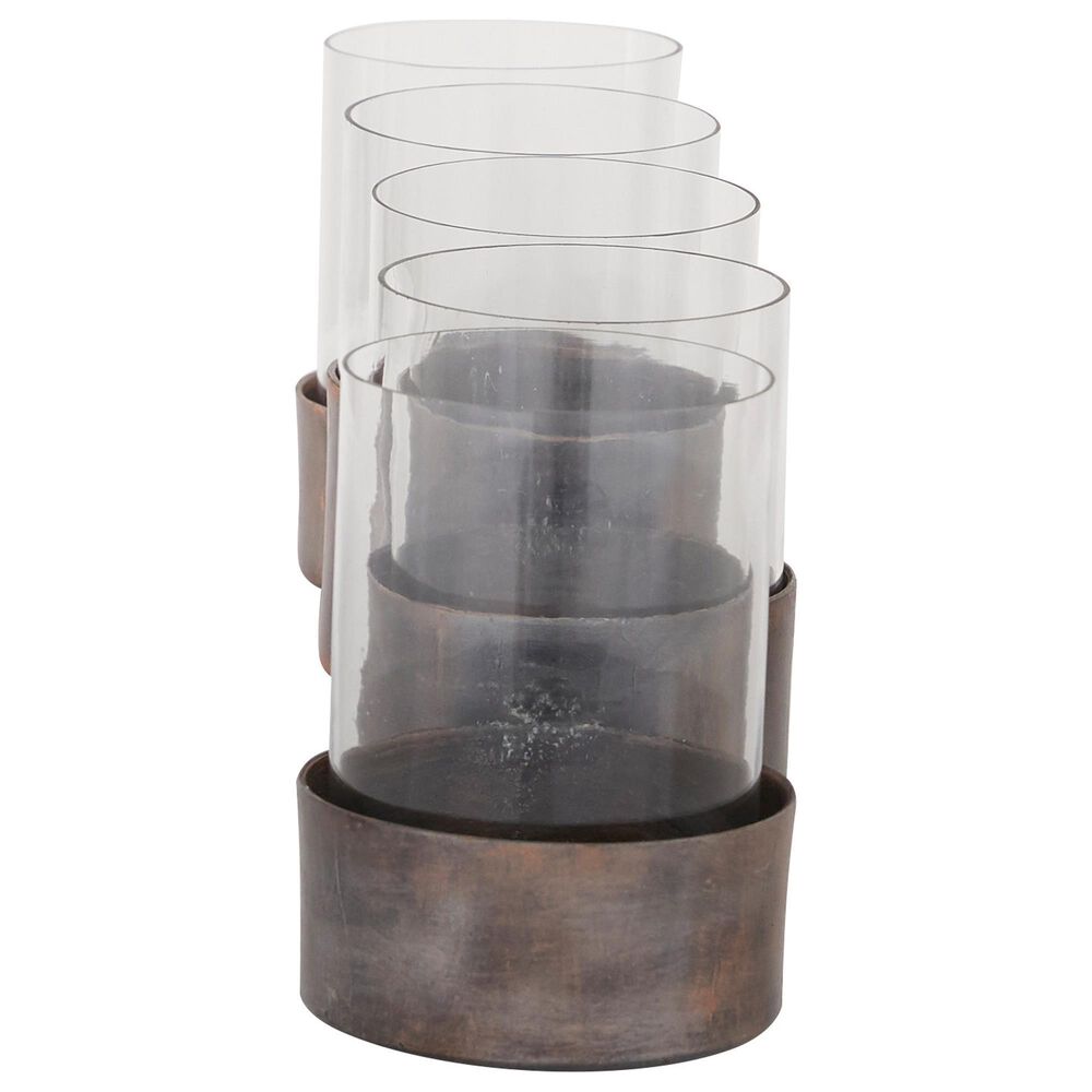 Maple and Jade Modern Candle Holder in Distressed Black, , large