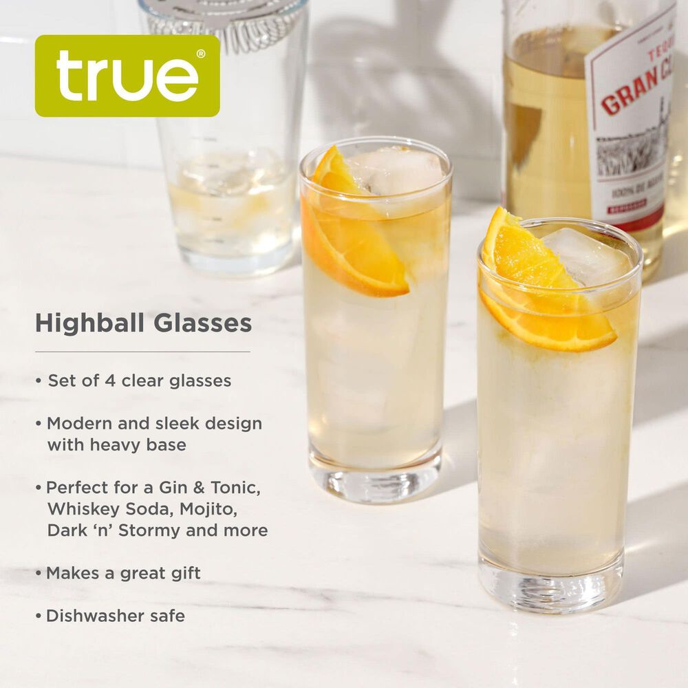 True 11 Oz Highball Cocktail Glasses in Clear &#40;Set of 4&#41;, , large