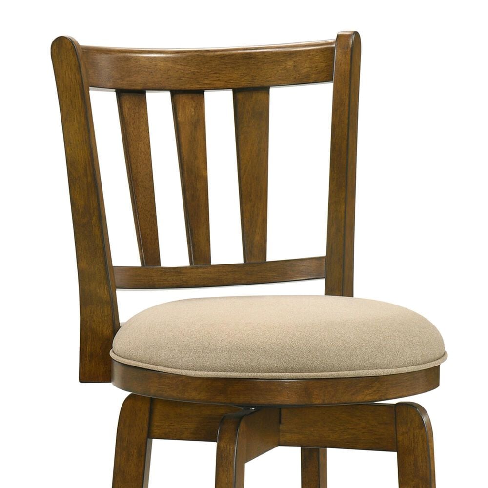 Armen Living Wren Swivel Bar Height Stool with Light Scone Upholstery in Sepia Brown, , large