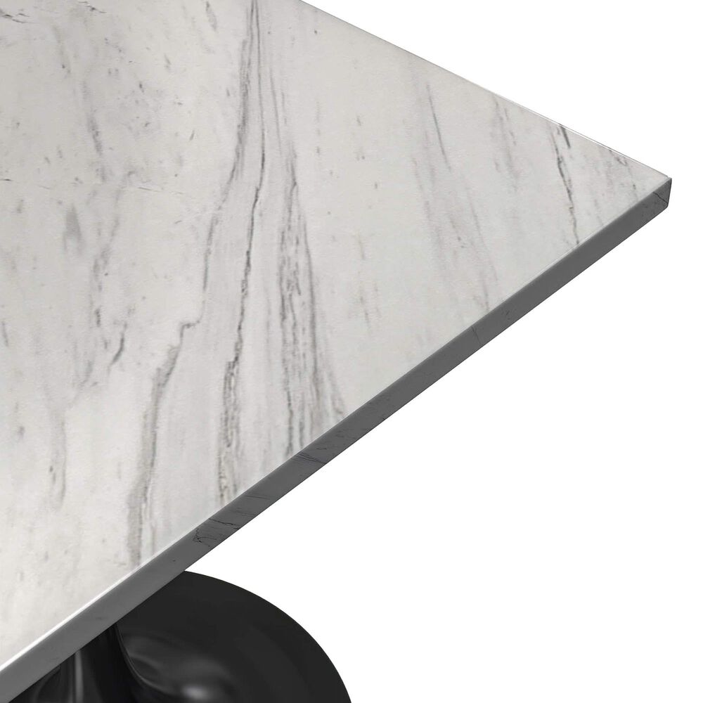 Leisuremod LeisureMod Verve Collection 27 Square Dining Table, Black Base with Laminated White Marbleized Top, , large