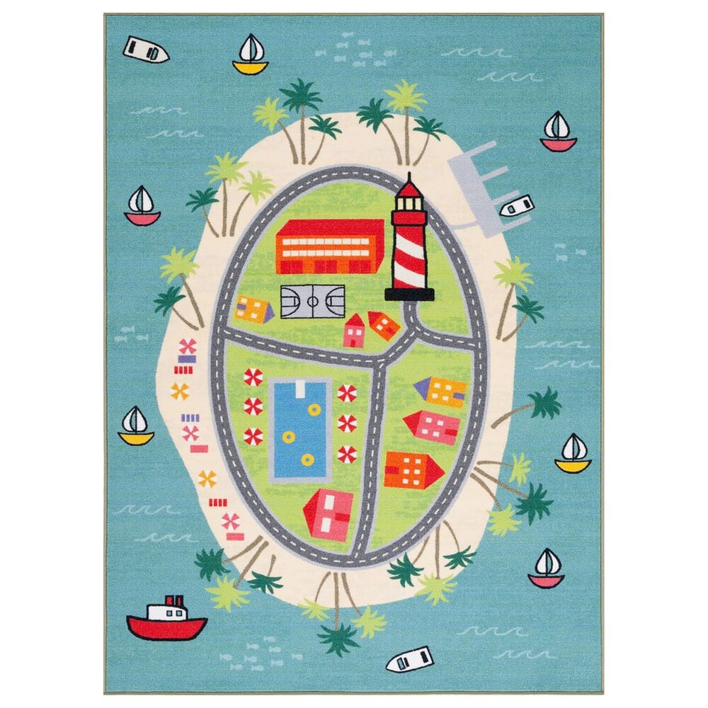 Safavieh Kids Playhouse KPH202M 3"3" x 5"3" Blue and Green Rug, , large