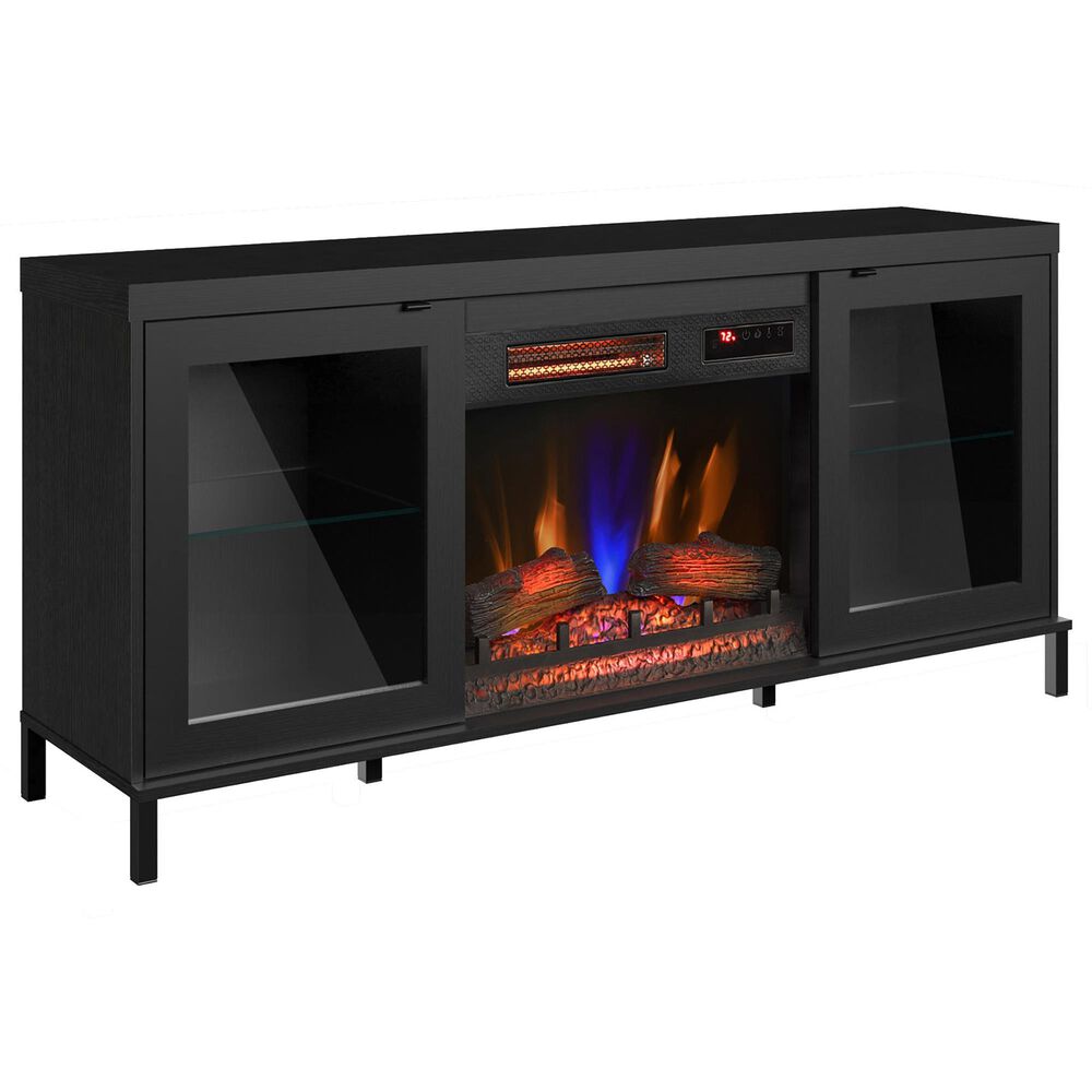 Classic Flame 56" TV Stand with Electric Fireplace in Black, , large