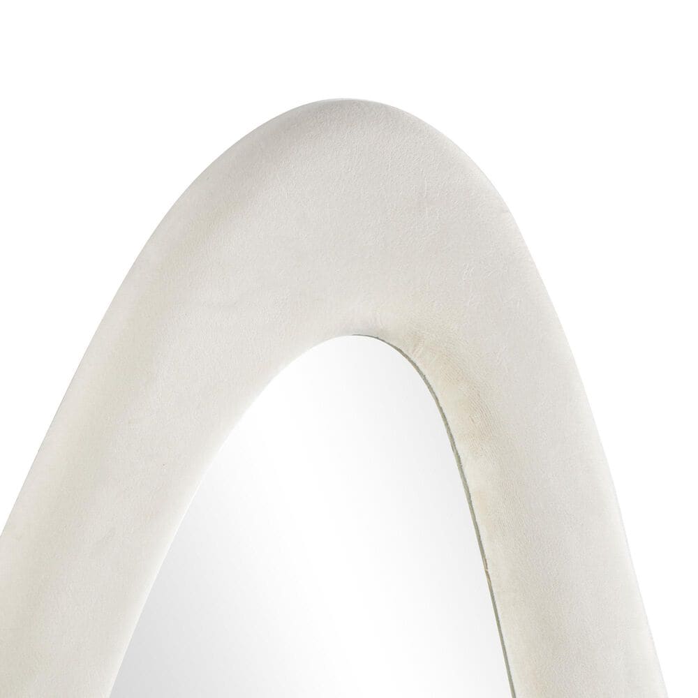 Maple and Jade 65&quot; x 26&quot; Velvet Abstract Wavy Wall Mirror in White, , large