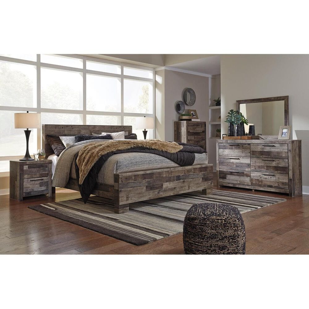 Ashley Derekson King Panel Bed in Two Tone Walnut and Gray, , large