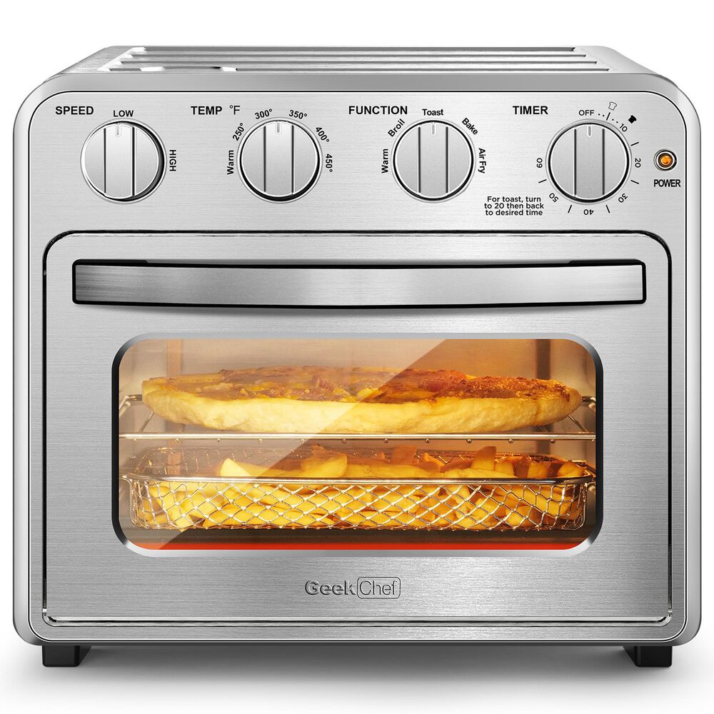 HOMLUX 16 Qt Air Fryer Toaster Oven in Silver, , large