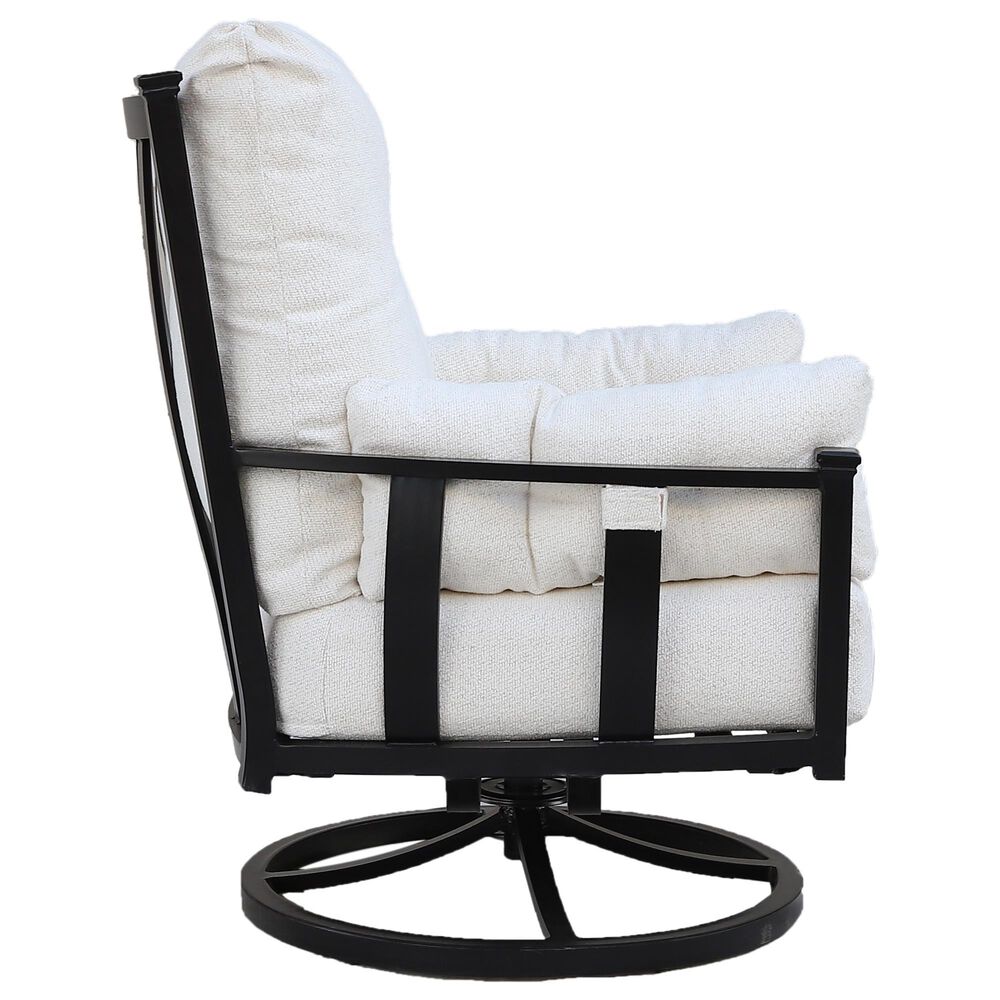 GatherCraft Seville Patio Club Swivel Chair with Cushion in Medora Ivory, , large