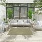 Nourison Courtyard Ivory and Green 5" Square Indoor/Outdoor Area Rug, , large