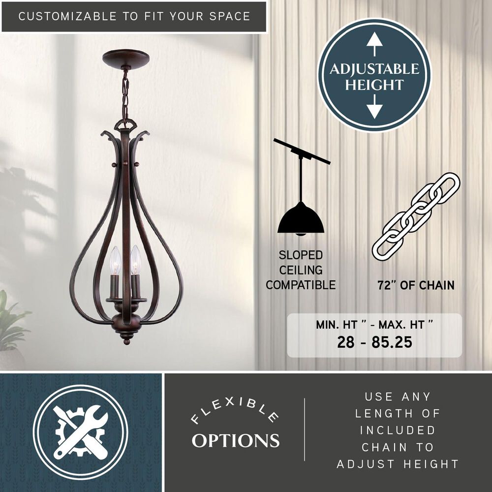 Vaxcel Monrovia 3-Light Pendant in Royal Bronze, , large