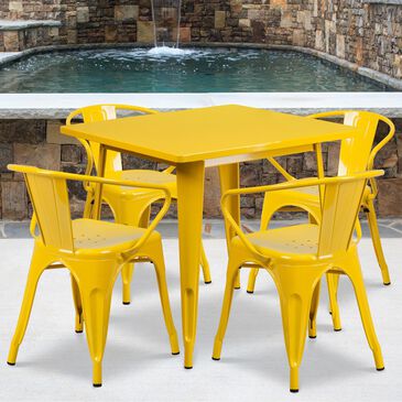Flash Furniture 5-Piece Bistro Table Set in Yellow, , large