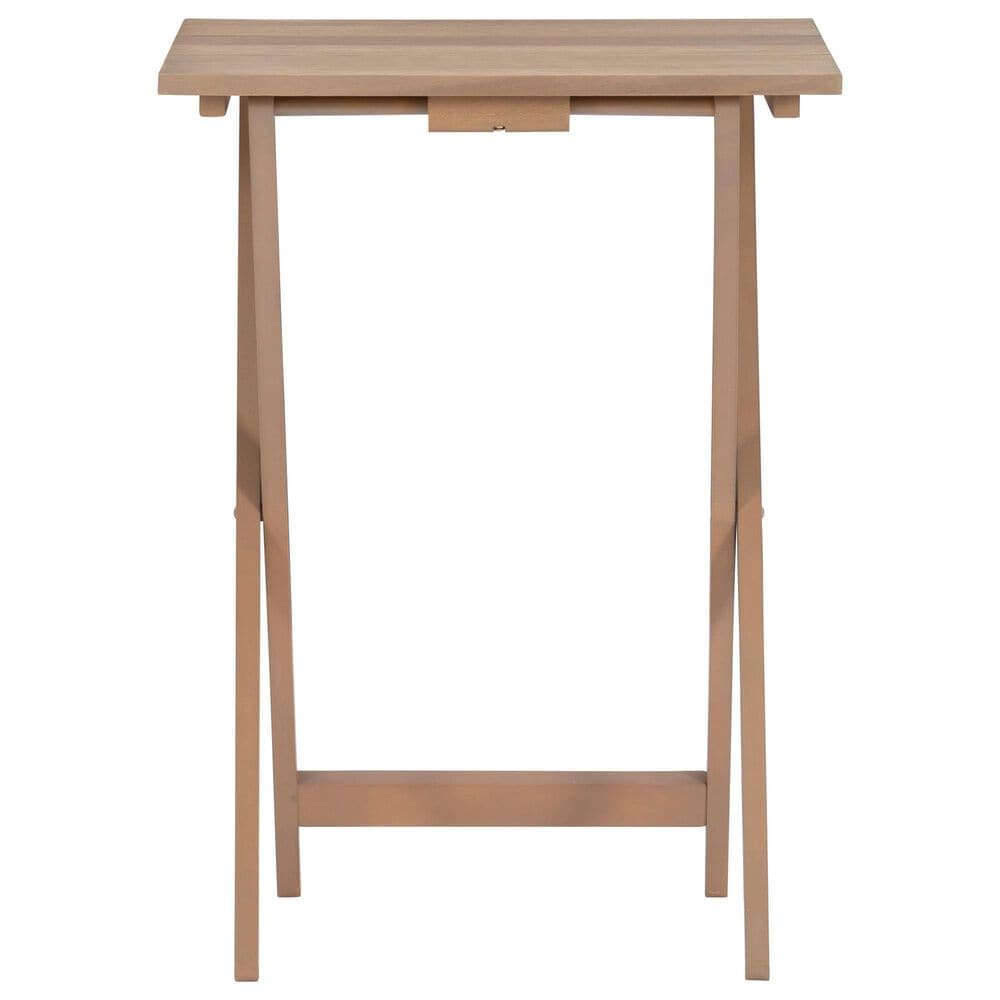 Linon Home Decor Acacia Folding TV Tray Table Set with Stand in Natural (Set of 4), , large
