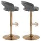 LumiSource Grotto Adjustable Bar Stool with Grey Faux Leather Upholstery in Gold (Set of 2), , large
