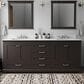 Lexora Home Dukes 80" Double Bathroom Vanity in Espresso with 2 cm White Quartz Top and Rectangular Sinks, , large