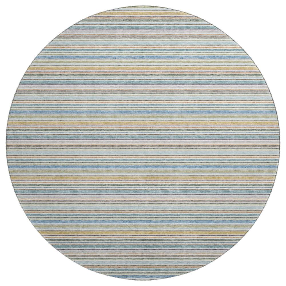 Dalyn Rug Company Soft Essentials Striped Seaside 8" Round Indoor/Outdoor Area Rug, , large