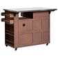 Hearth and Haven Outdoor Kitchen Island Cart with Extendable Stainless Steel Top and Adjustable Shelf in Brown, , large