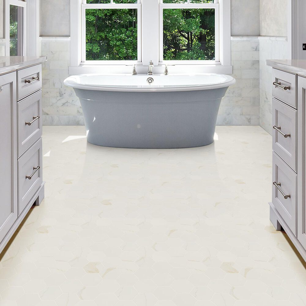MS International Eden Calacatta 2&quot; x 2&quot; Hexagon on 12&quot; x 12&quot; Porcelain Mosaic Sheet, , large