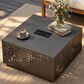 HOMLUX Patio Coffee Table with Solar Lighting in Black, , large